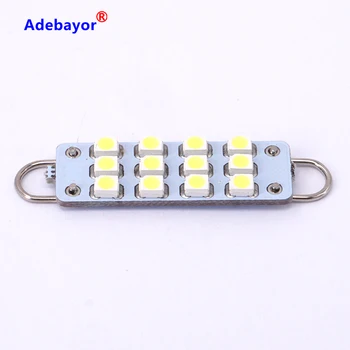 

50 X 44mm rigid loop hook 1210 12 led 3528 smd Dome Festoon Interior Bulbs Auto Car Festoon Licence Plate Roof Car Light white