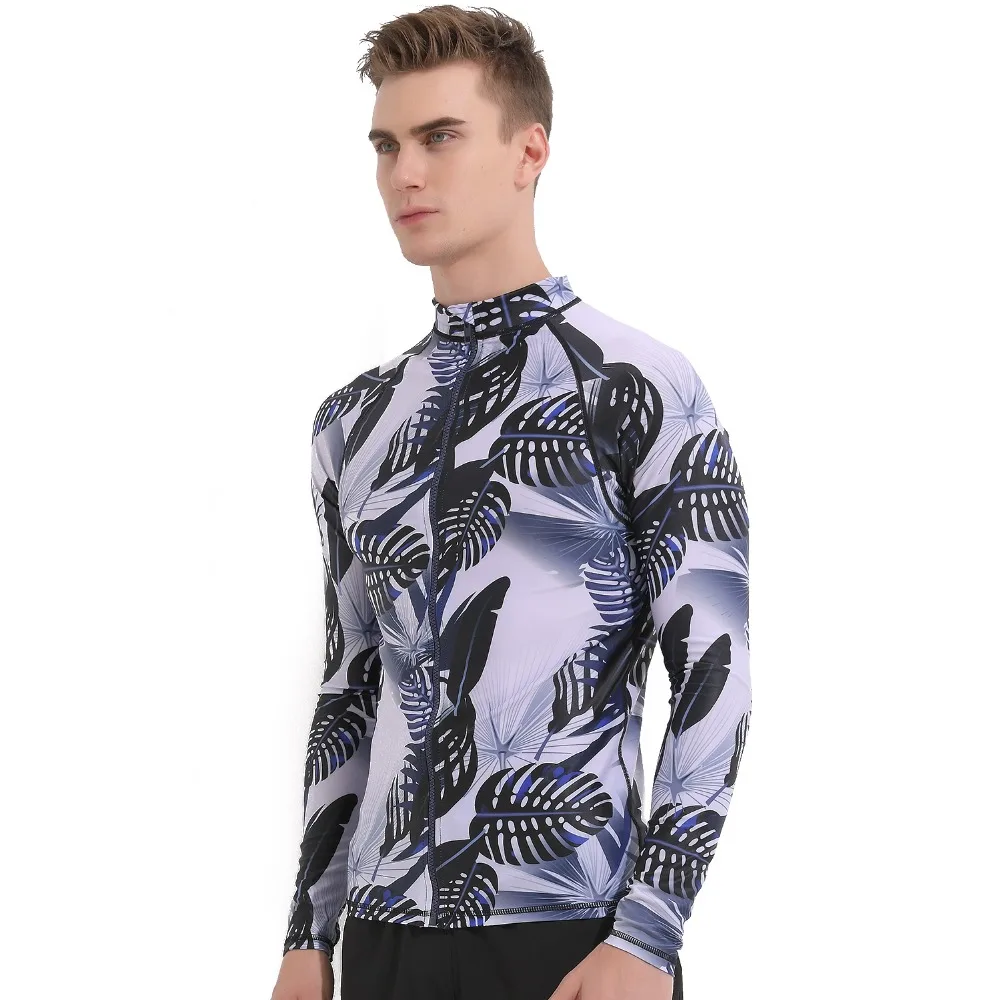 

SBART Rash Guard Swim Shirts Zipper UV Mens Long Sleeve Rash Guard Diving Wetsuit Men Jacket Top Surf Windsurf Clothings