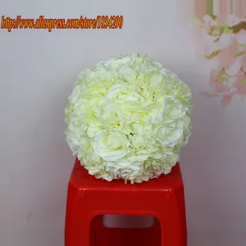 

Artificial kissing ball silk Rose peony flower wedding decoration Arch Road lead flower 2018 NEW 30cm White 10pcs/lot TONGFENG