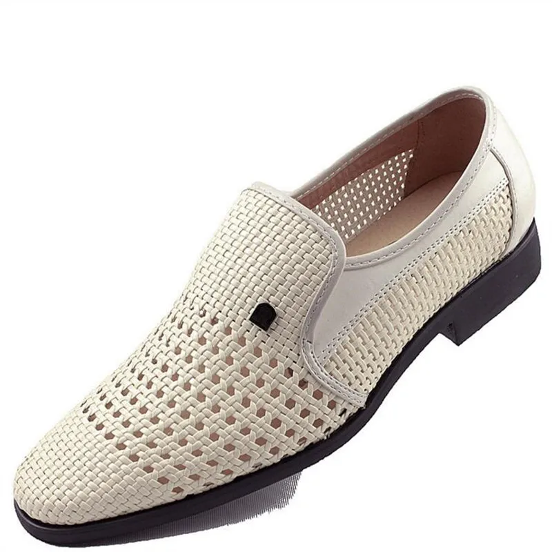 

New 2018 Men Genuine Casual Shoes Leather Summer Breathable Holes Luxury Brand Flat Shoes for Men Drop Shipping