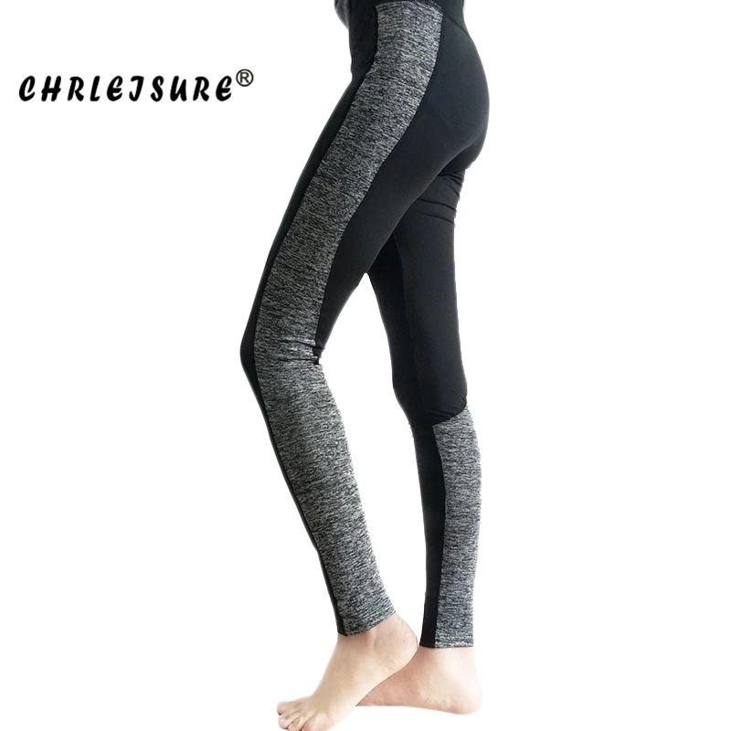 CHRLEISURE S-XL Цвет лоскутное эластичные леггинсы женщины фитнесс леггинсы брюки для тренировки большие размеры; Черный Серый Леггинсы