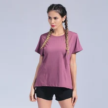 Женская Спортивная кофта для занятий йогой, топы, рубашки, быстросохнущие, с коротким рукавом, свободные, дышащие, для тренировок, для бега, для женщин, для фитнеса, футболки