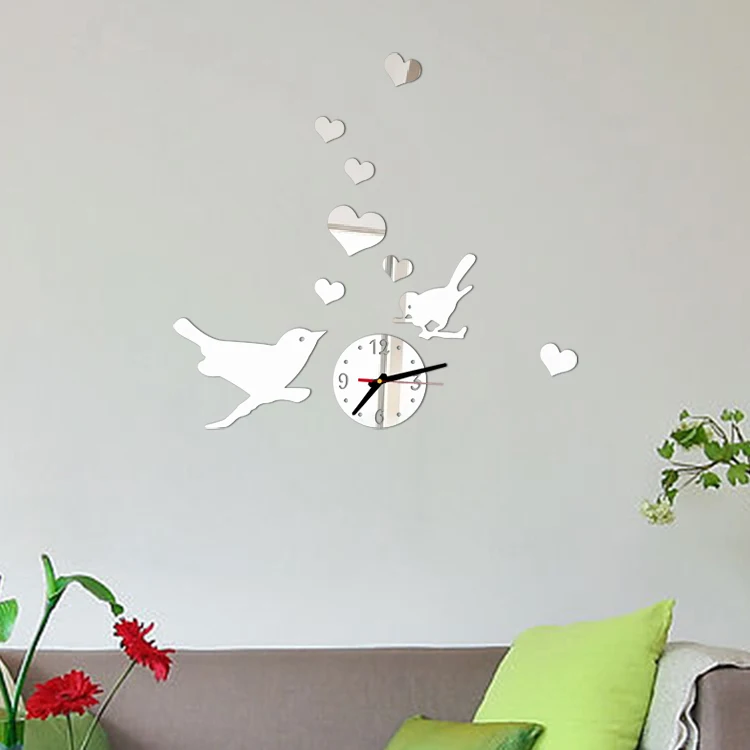 buy 2017 New Hot Mirror Wall Stickers 3d Acrylic Europe Sticker Home Decor Poster Kitchen Butterfly Horse Large Wall Birdie Clock