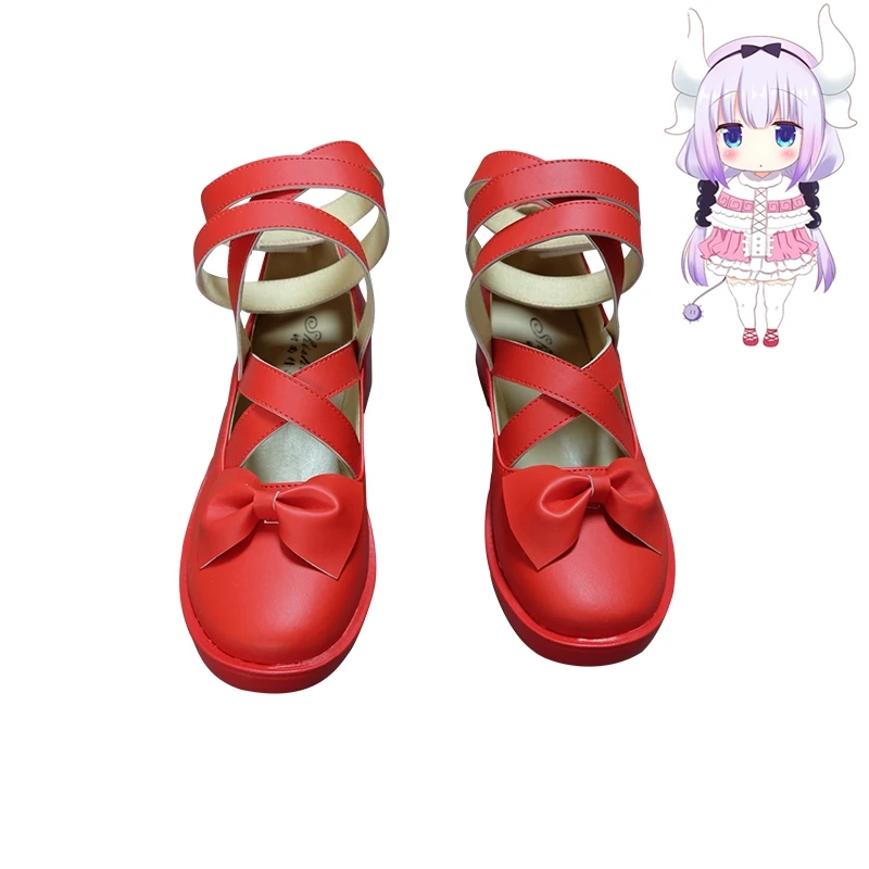 

New Anime Miss Kobayashi's Dragon Maid Kanna Kamui Cosplay Shoes Girls Red Lolita Shoes Halloween Cosplay Shoes Size 35-43