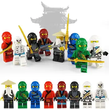 

8PCS Children Mini Toys Ninja Figurine Dolls Wooden Block Assembled Blocks For Children Assembled Building Blocks Toys Gifts