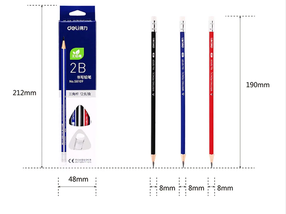 Для кулинарно-деликатесной продукции Стандартный карандаши 12 шт./компл. HB Треугольники карандаши с резинкой для детей научиться писать удобно школы канцелярские принадлежности