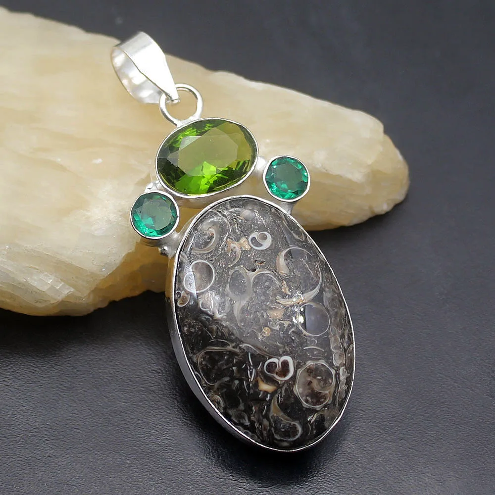 Hermosa привлекательное натуральное ammontejasper Topaz925 стерлингового серебра подвесное ожерелье Уникальный подвески подарки 65 мм A410