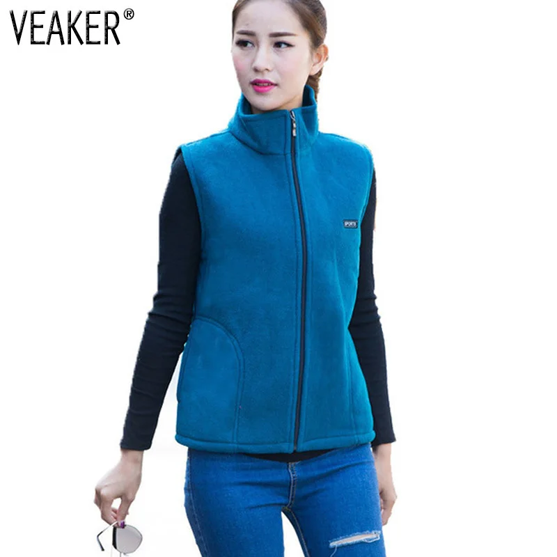 

2019 Autumn Women Fleece Vest Waistcoat Female Slim Fit Sleeveless Vests Jacket Fleece Zipper Vest Outerwear Plus Size 4XL