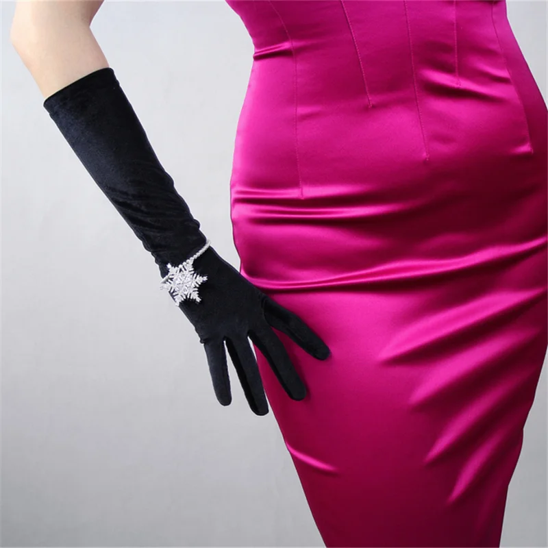40 см бархатные длинные перчатки розовые красные женские модели высокие эластичные бархатные золотые бархатные перчатки с сенсорным