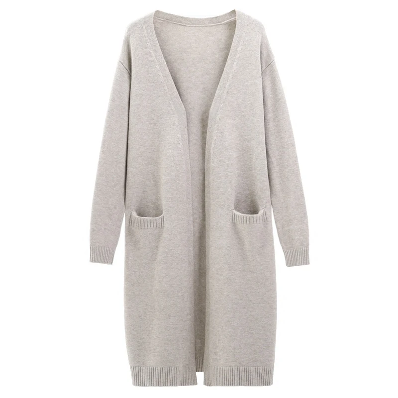 #^Special Price In the long section knitted female cardigan 2018 spring and autumn new loose wild sweater long-sleeved was thin solid coat