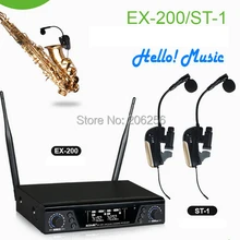 Профессиональное Настоящее разнообразие двухканальный саксофон беспроводной микрофон EX-200/ST-1 ИК синхронизация высокая возможность анти-помех