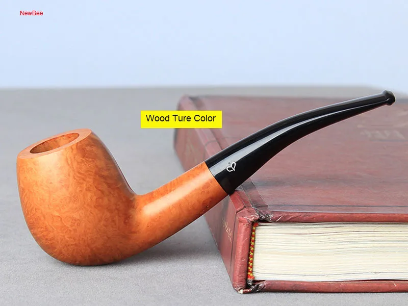 ft1-Briar Wood Tobacco Pipe 9mm Activated Carbon Bent Type Arylic Mouthpiece 148mm Length