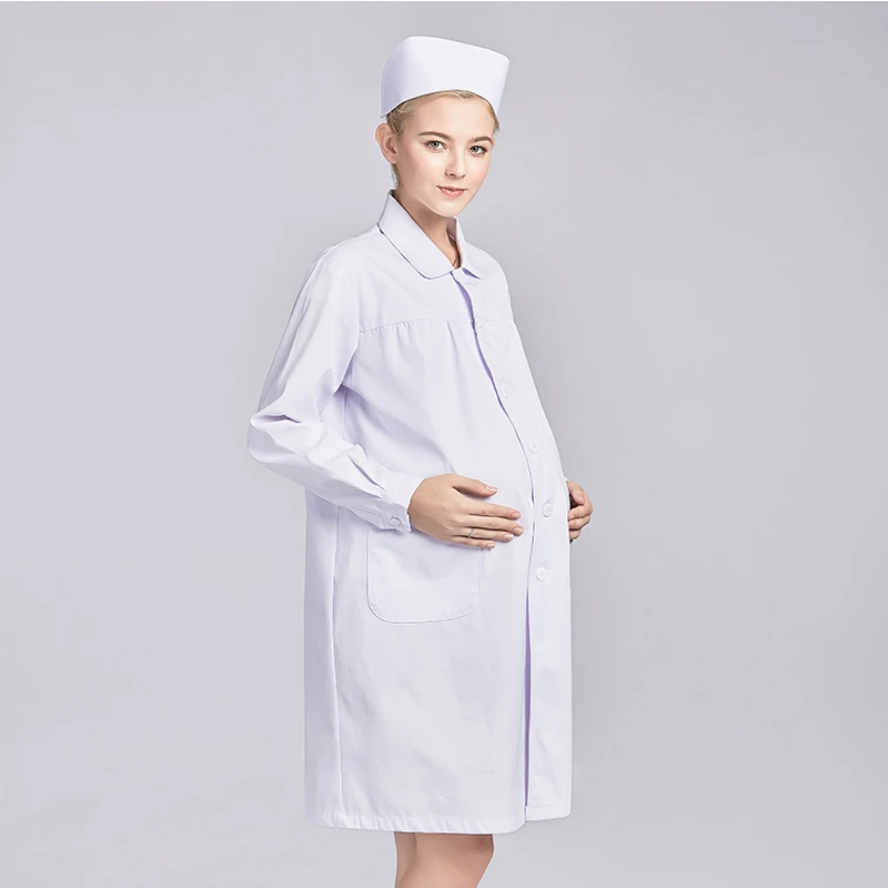 Одежда для беременных женщин; одежда для медсестры с короткими рукавами; белое пальто с длинными рукавами; Рабочая одежда для салона красоты; медицинская униформа для больниц - Цвет: long-sleeve