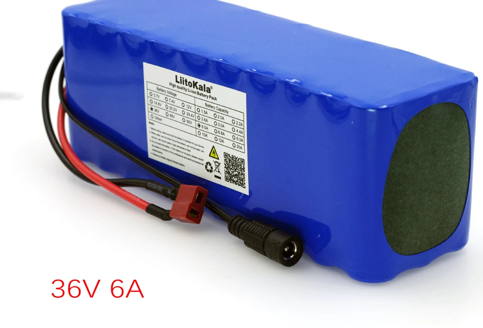 LiitoKala 36V 6Ah 10S3P 18650 Rechargeable Lithium ion Battery Pack