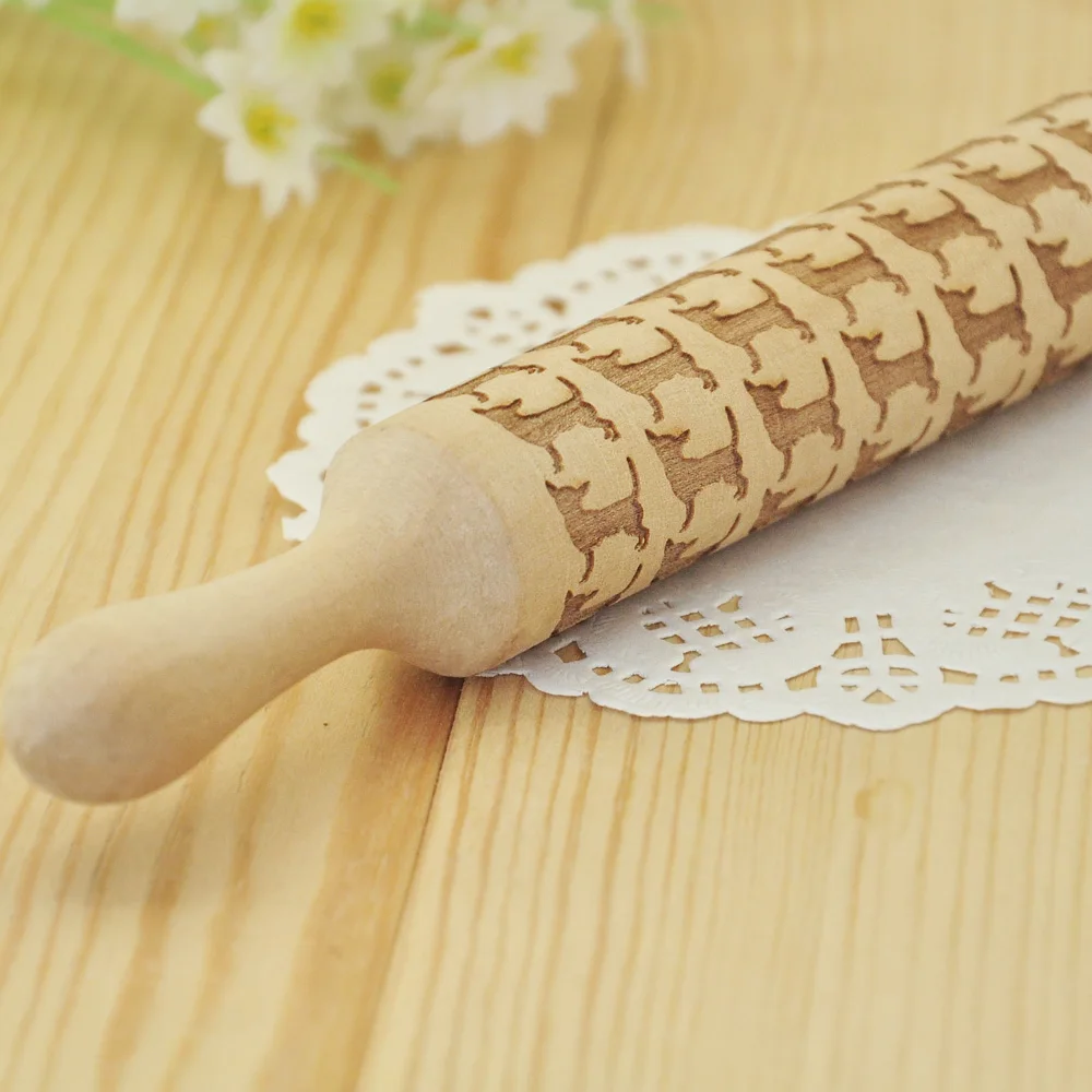 

6 Patterns, Mini Size, Animals Pattern Embossing Rolling Pins, Engraved Rolling Pin, Wooden Rolling Pin, Housewarming gift