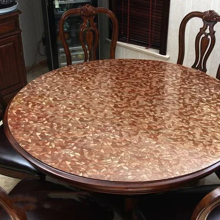 

Round PVC Tablecloth Table Cover Protector Desk Pad Soft Glass Dining Table cloth Soft Cloth Mats For Tables Home Textile