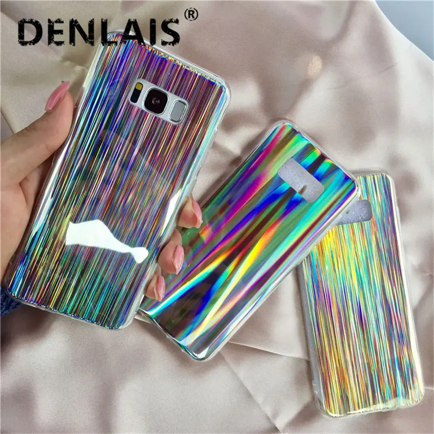 

Shiny Glitter Laser Mirror Phone Cases For Samsung Galaxy S7 Edge S8 Plus Bling Silicone Soft Cover For Samsung S8 S9 Plus Note8