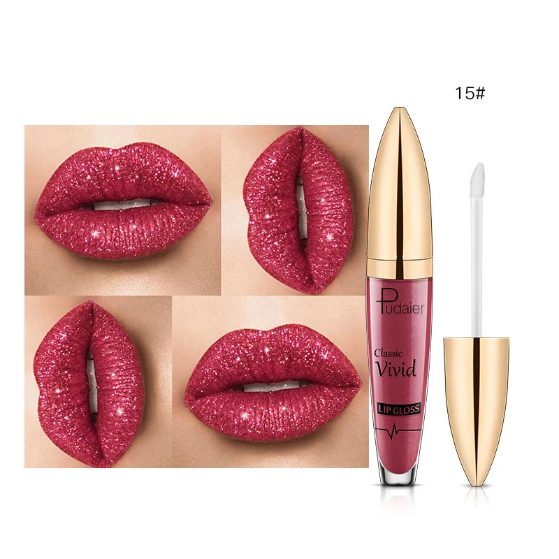 Shimmer Lip Gloss Waterproof Lip Tint Metallic Liquid Lipstick Makeup Long Lasting Glitter Nude Lip Gloss Plumper Lip Tattoo - Цвет: 15