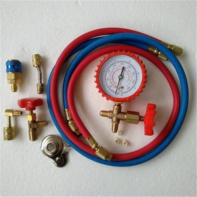

Car air conditioner plus snow freon tool kit R134a refrigerant adapter valve hose kit universal