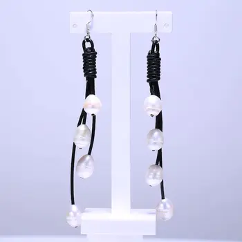 

Leather Cord Grain of Pearl Earrings 10-11 mm Diameter Below the Ear Hook Begins to Calculate 4-10 cm Long 925 Tremella Hook