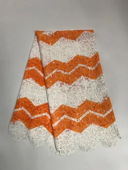 

Orange nigerian lace fabrics 2017 high quality african guipure cord lace fabric for wedding dresses R16932
