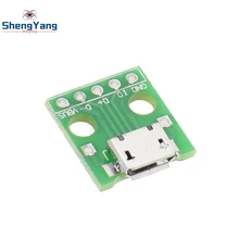 10pcs ShengYang MICRO USB to DIP Adapter 5pin female connector B type pcb converter pinboard 2.54