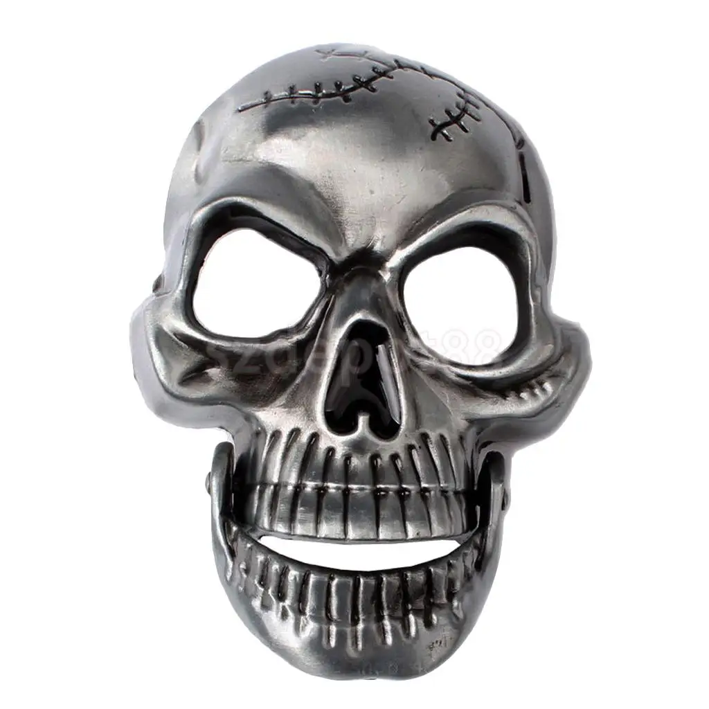 Vintage Western Belt Buckle Skull Head with Hinged Jaw Metal Gothic Punk Rock For Men Business Casual