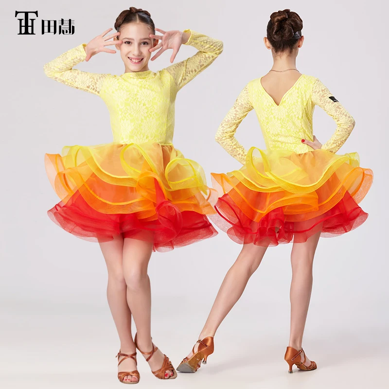 

2017 new lace Latin performance dress for girl high quality free shipping hot sale
