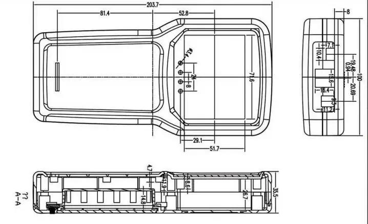 4 шт. в партии 204*100*35 мм 7,99*3,94*1,38 дюймов пластиковый abs портативный корпус