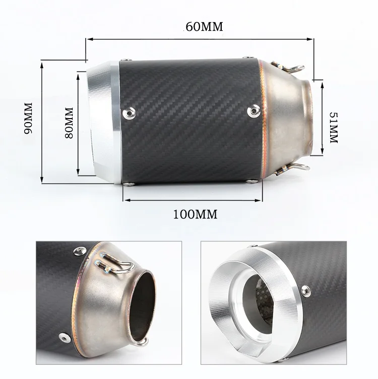 51/60 мм на входе универсальный глушитель выхлопной трубы мотоцикла глушитель выхлопных газов с DB убийца для Z900 Z1000 fz1R1 R6 R3 CBR600 S1000RR zx6r zx10r