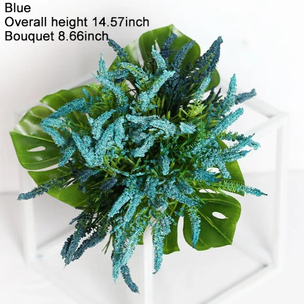 Искусственная Магнолия букет цветов с листьями домашний декор стола Свадебные украшения лаванды ручной работы Flwoer комплект - Цвет: blue