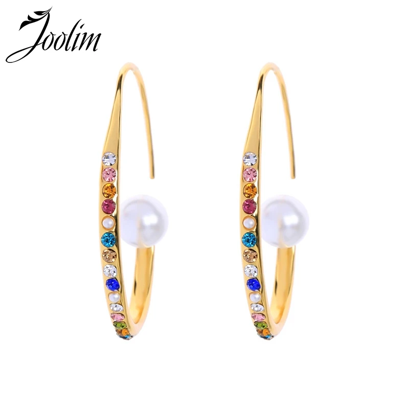 Joolim Luxury High End Fine Jewelry Color Keep Hoop Eaarring with CZ