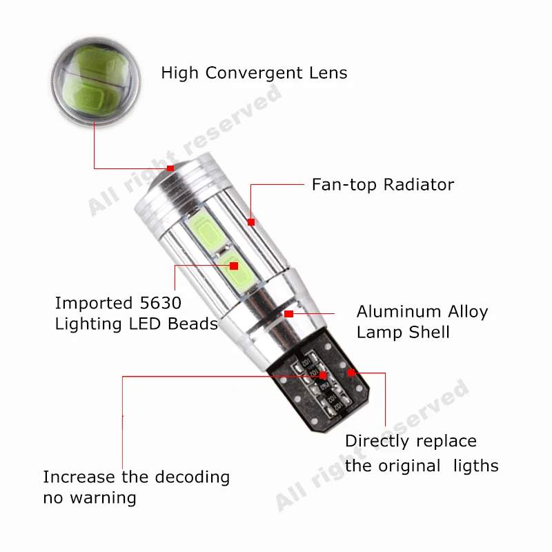 4 X T10 W5W светодиодный лампы 10SMD CANBUS OBC Error Free светодиодный светильник 501 приборной панели автомобиля светодиодный интерьер лампы авто лампы парковка светильник 12V D45