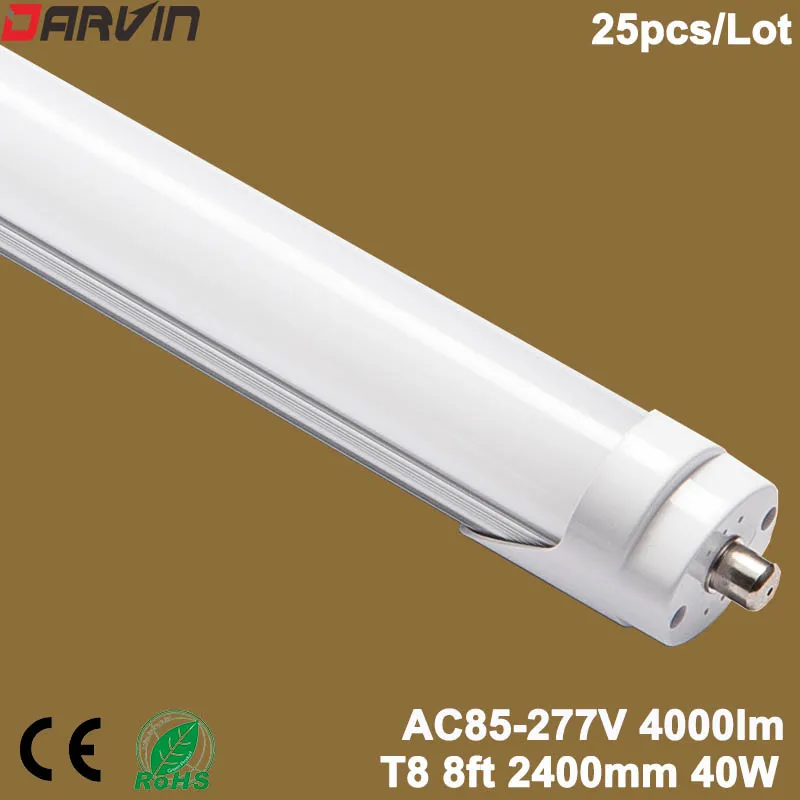 LED 튜브 T8 8 피트 전구 조명, 밝은 2400mm 분할 튜브 36W, SMD2835, FA8 캡 포함, 무료 배송