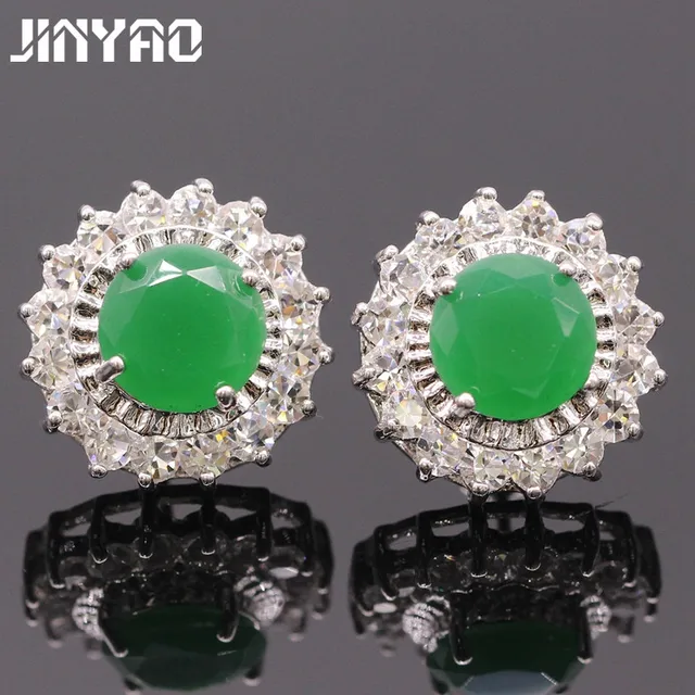 Us 5 59 30 Off Jinyao Fashion Jwewlry White Gold Color Green Red Cubic Zirconia Stud Earring For Women Weddding Best Jewelry Gift E09 3 In