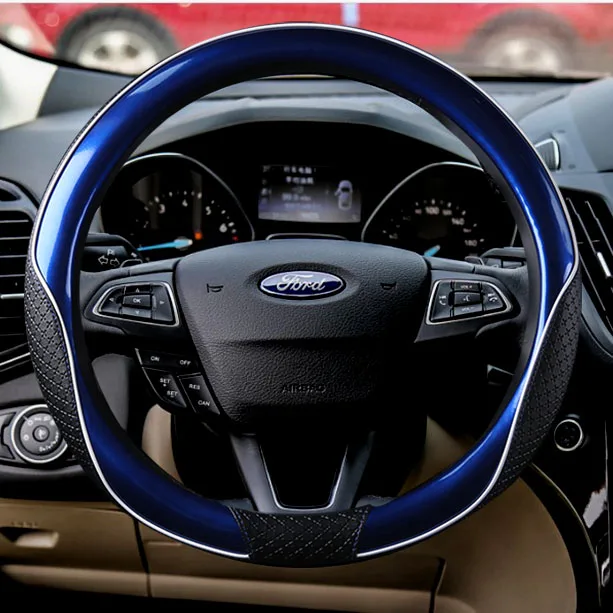 38cm Auto Car Steering Wheel Cover Case for Ford Fiesta Mondeo Furus Nissan Honda Volkswagen BMW GM Chevrolet Red Blue Black 38cm Auto Car Steering Wheel Cover Case for Ford Fiesta Mondeo Furus Nissan Honda Volkswagen BMW GM Chevrolet Red Blue Black