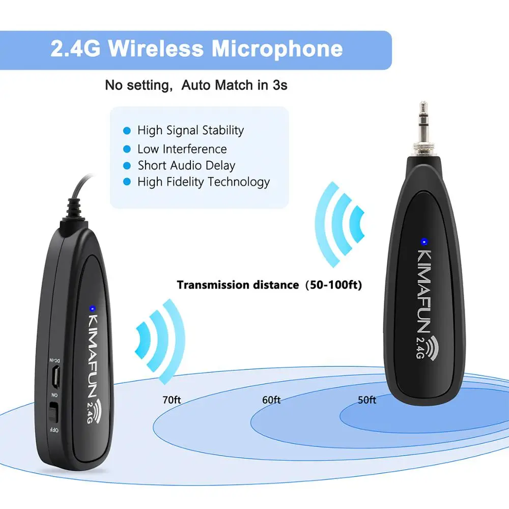 KIMAFUN 2,4 ГГц Мини Профессиональный беспроводной петличный/нагрудный микрофон система для телефона Youtube запись компьютера микрофоны
