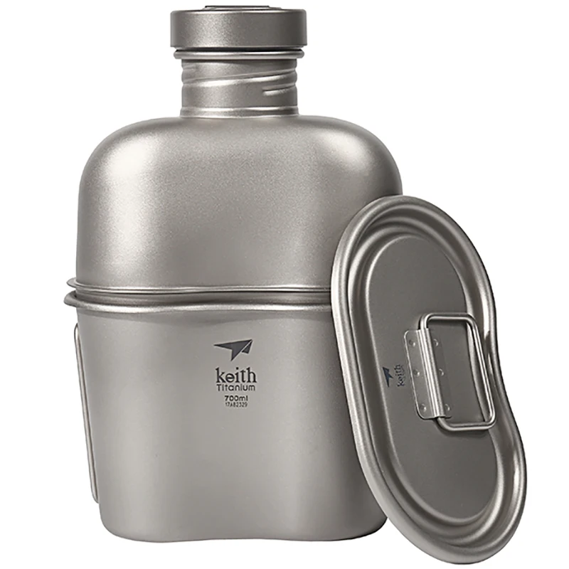 Keith titanio 1100 ml hervidor militar y 700 ml titanio lonchera acampar ejército botellas de agua con camuflaje bolsa