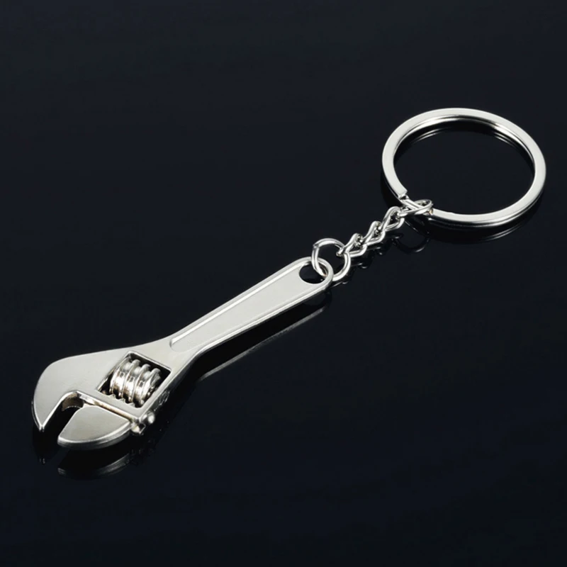 

1pcs Zinc Alloy Silver Plated Changeable Spanner Keychain Wrench Key Ring Key Chain Creative Keyfob Home Repair Tools