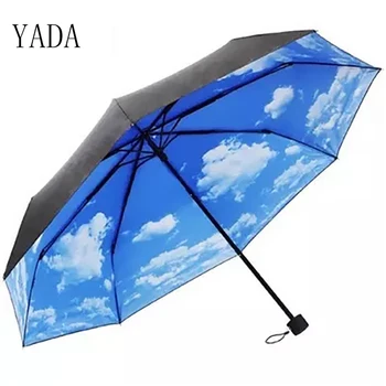 

YADA Blue Sky & White Clouds DIY Umbrella Rain Women uv High Quality Umbrella Car For Womens Windproof Folding Umbrellas YS008