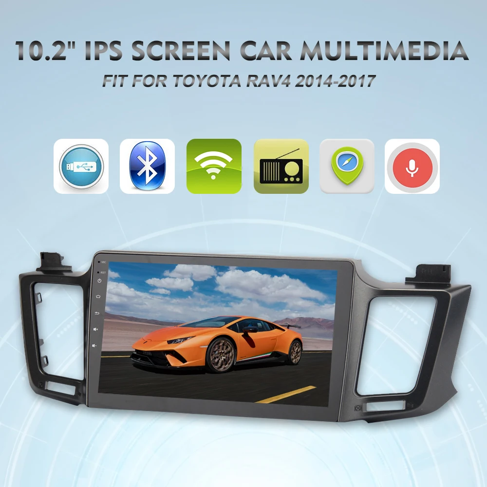 Perfect 10.2" IPS Android 9.0 1 Din Car Radio for Toyota RAV4 Multimedia 2014 2015 2016 2017 Autoradio Octa Core 4G 32G WIFI Navigation 0