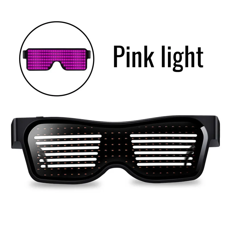 Светодиодный Панель Bluetooth Бейсболка+ Bluetooth светодиодный солнцезащитных очков череп мобильный телефон app-соединением Беспроводной Динамичный рисунок мигающие очки - Color: Pink