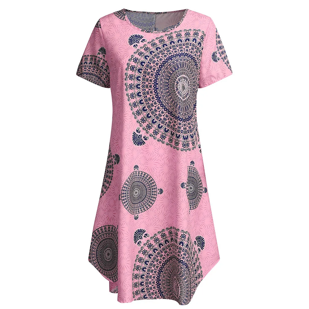 

Summer Women Plus Size Slim-fit Printed Short sleeve Dress