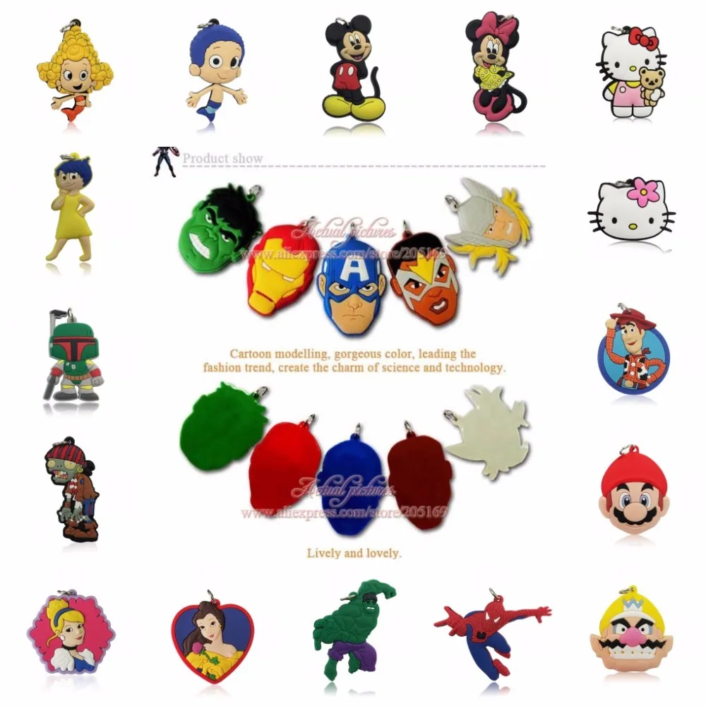 

500PCS PVC Cartoon Avenger Princess Pendant Kid Anime Figure Mickey Star Wars Pendant Fit for Necklace Party Favor Supplies