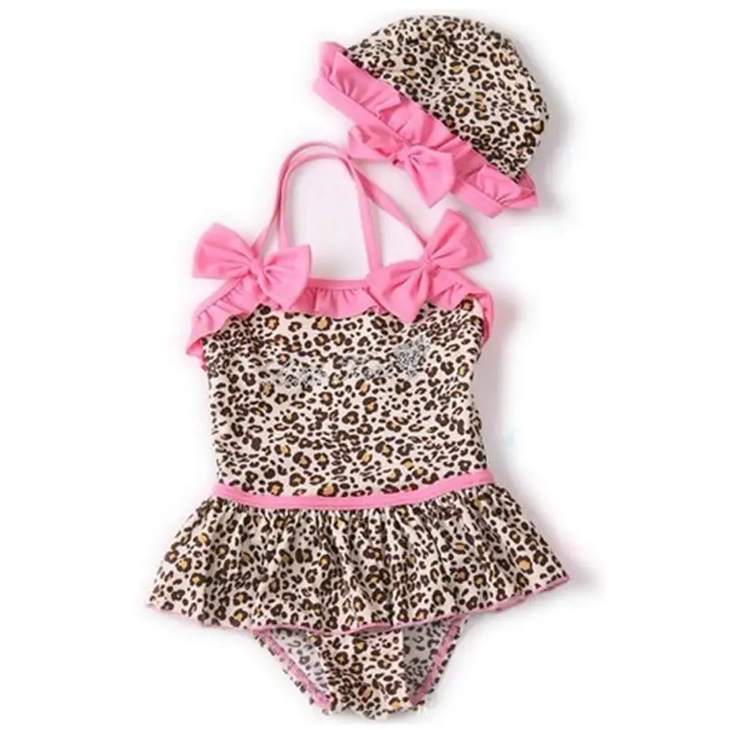 

Top sale summer fashion swim wear Baby Girls Bath Suit Kids One-Piece Leopard Print Swimsuit Bikini clothing sets
