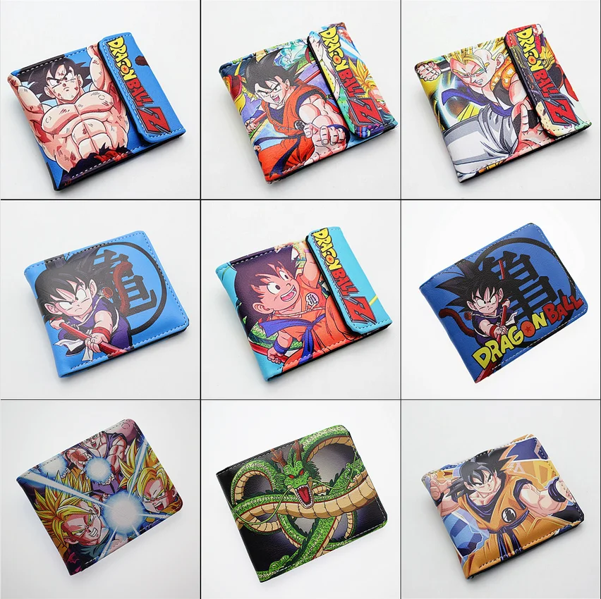 

Dragon Ball Super Goku Roshi Short Purse Boys Girls Men's Bifold Photo Card Holder Layers Leather Cartoon 3D Print Button Wallet