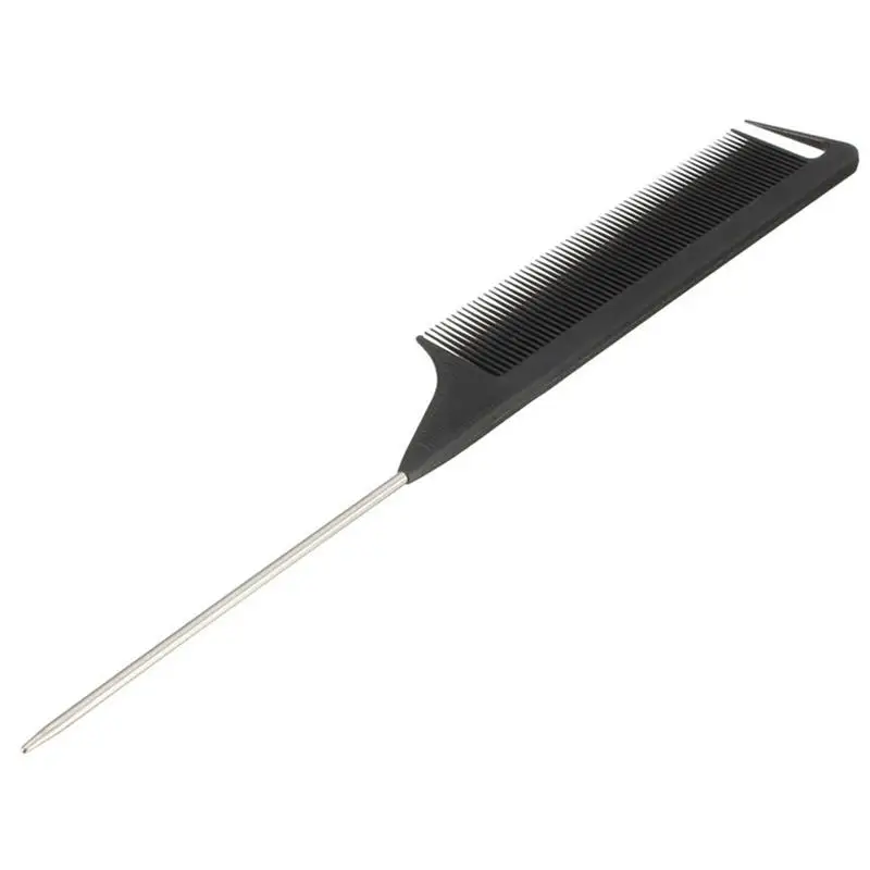 

1pcs Hot Fashion Black Fine-tooth Comb Plastic and metal Pin Anti-static Hair Style Rat Tail Comb 220x28x4mm Hair Styling Beau