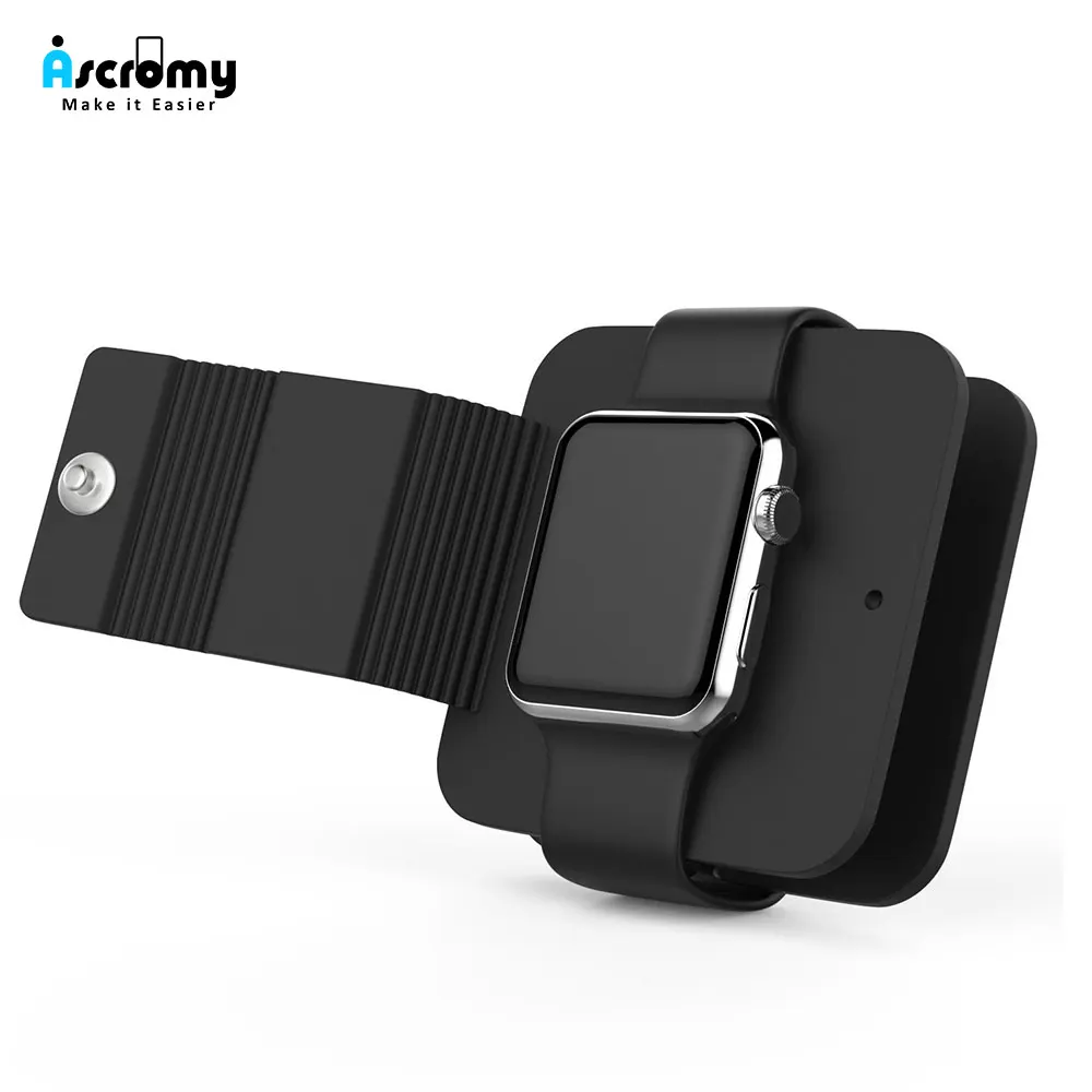 

Ascromy For Apple Watch Charging Case Wallet Soft Silicone Holder Stand Charging Dock Station For iWatch 4 3 2 1 Accessories