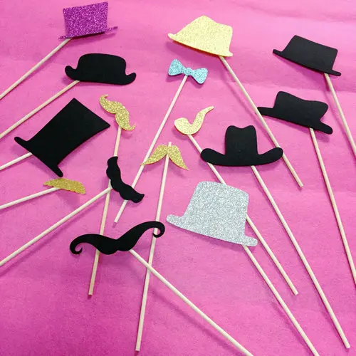 17 pcs set Вечерние wakaka Свадебный Блестящий Декор реквизит для фотостудии DIY фотостудия Mr Войлок Аксессуары для фото события день рождения поставки - Цвет: 17 pcs set
