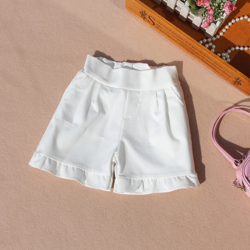 Детская летняя одежда для девочек Дети Костюмы Мода для девочек шорты с оборками, подходящая ко всем стилям Белые шорты одежда для детей возраст 2-16 лет
